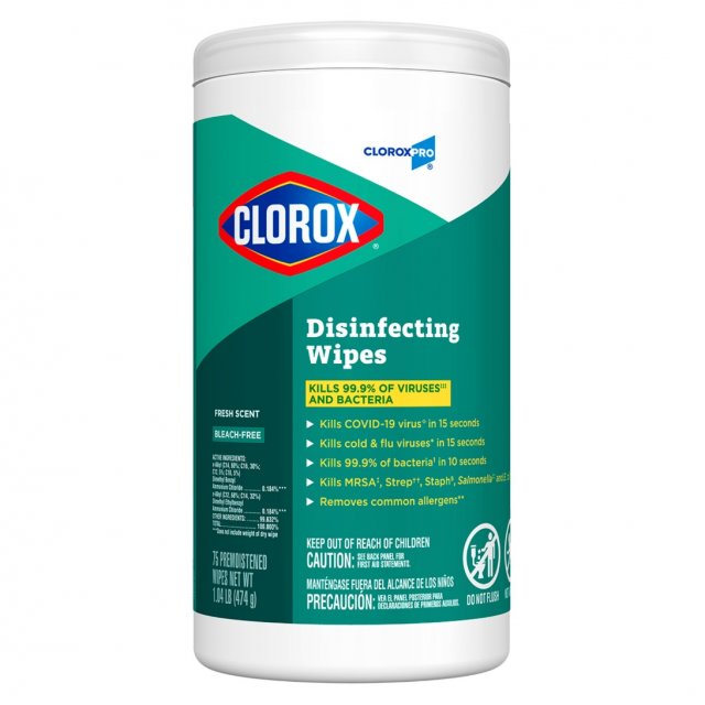 Clorox Disinfecting Wipes Fresh Scent 75-count canister, CloroxPro label, front