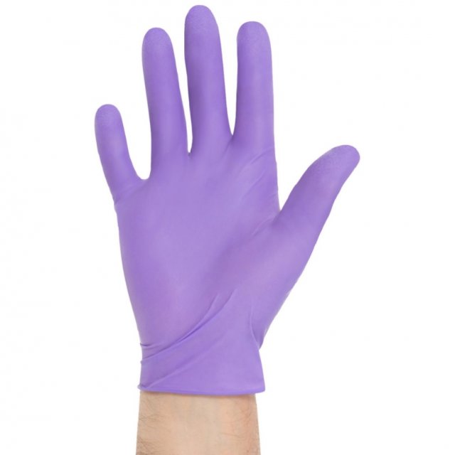 HALYARD PURPLE NITRILE exam glove, portrait view (manufacturer image)