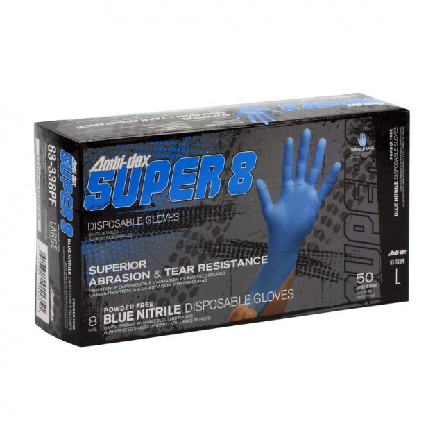 PIP Ambi-dex Super 8 blue nitrile gloves box