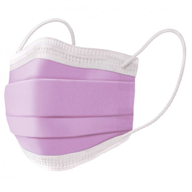 Medline purple ASTM Level 3 procedure face mask with ear loops, mask only, on white (Medline product image)