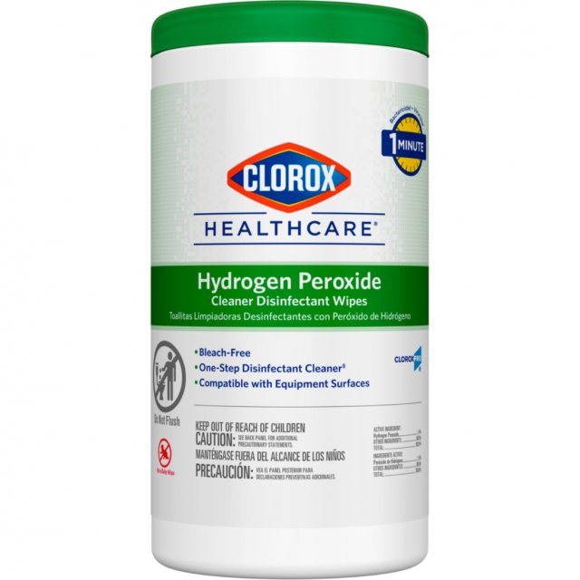 Clorox Healthcare Hydrogen Peroxide Cleaner Disinfectant Wipes canister, front